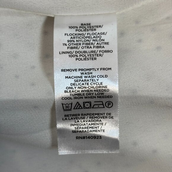 LOFT Top XL White Black Polka Dot V-Neck Ruffle Tie Long Sleeve Blouse Women's - Picture 9 of 9